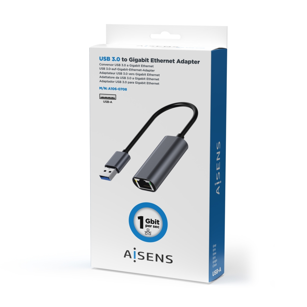 Conversor Aisens USB 3.0 a Ethernet Gigabit 15cm 4